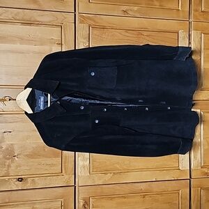 John Ashford Adventure black leather Suede button up Jacket / Shacket Mens L
